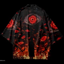 New Trend Fashion Men's Casual Kimono Demon Eye Printing Men's Traditional Kimono Daily Casual Women's Cardigan Tops