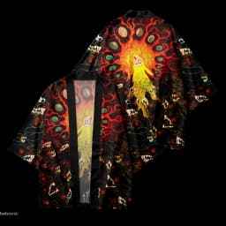 New Trend Fashion Men's Casual Kimono Demon Eye Printing Men's Traditional Kimono Daily Casual Women's Cardigan Tops