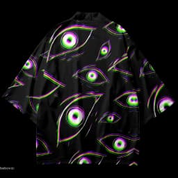 New Trend Fashion Men's Casual Kimono Demon Eye Printing Men's Traditional Kimono Daily Casual Women's Cardigan Tops