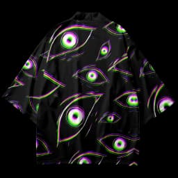 New Trend Fashion Men's Casual Kimono Demon Eye Printing Men's Traditional Kimono Daily Casual Women's Cardigan Tops