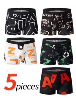 5 /10 Pack Men's Black Gold Printed Boxer Underwear Comfortable And Versatile Plus Size Sexy Young Men's Leisure Sports Beach Sh