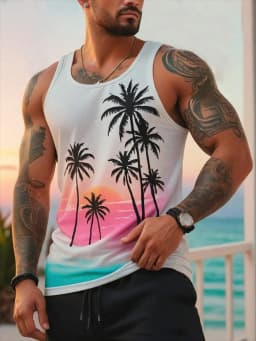 Hawaiian Casual Fashion Men's Tank Top Summer Daily Street Men's Tank Top Outdoor Sports Men's Sleeveless T-shirt 3D Print