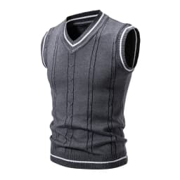 New Men's Knit V-Neck Sleeveless Vests Slim Fit Knitted Pullovers Sweaters Fashion Patchwork Smart Casual Streetwear