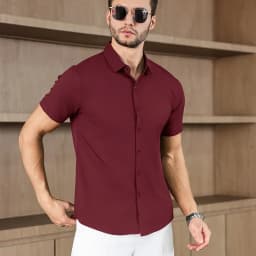 New Men's Business Casual Solid Color Short Sleeved Shirt for Summer Fashion No Ironing Comfortable and Versatile Top