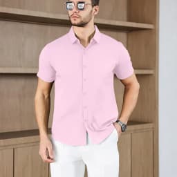 New Men's Business Casual Solid Color Short Sleeved Shirt for Summer Fashion No Ironing Comfortable and Versatile Top