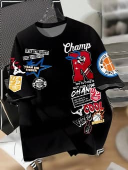 New Creative Breathable Men's T-shirt with Graffiti Printed Pattern Outdoor Quick Drying Comfortable Sports Top