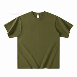 Summer Light Blue 300g Heavy Cotton Short-sleeved T-shirt Loose Men's and Women's Casual Half-sleeves Tee