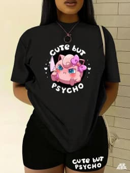 Pokemon Anime Jigglypuff Purple Bow and Knife Printed T-shirt Men's and Women's T-shirt T-shirt 2026 Summer Tee Casual Y2K Tops