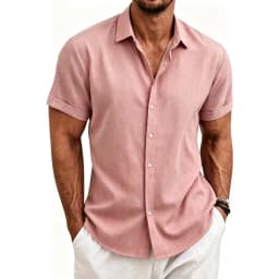 2026 Cotton Linen Shirts for Men Casual Shirts Lightweight Short Sleeve Henley Beach Shirts Fashion Hawaiian T Shirts for Men