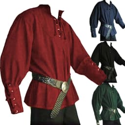 Men's Vintage Medieval Pirate Costume Style Loose-Fitting Polo Shirt for Performances