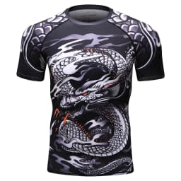 Ukiyo-e Style Dragon Compression T-Shirt, MMA Training Rash Guard BJJ 3D Printed Quick-Drying T-Shirt Summer outdoor streetwear