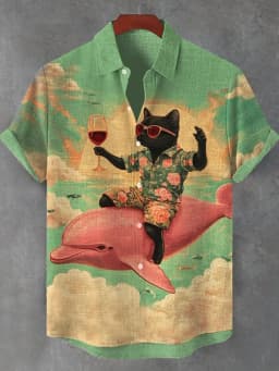 Funny Men's Cat Drinking Beer Shirts 3D Print Hawaiian Shirts Summer Men Women Short Sleeve Blouse Casual Vacation Beach Y2k Top
