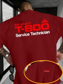 Trendy and stylish men's Skynet T800 Service Technician printed short-sleeved T-shirt Couple streetwear pure cotton T-shirt