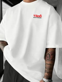 Trendy and stylish men's Skynet T800 Service Technician printed short-sleeved T-shirt Couple streetwear pure cotton T-shirt