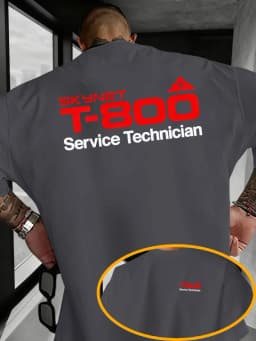 Trendy and stylish men's Skynet T800 Service Technician printed short-sleeved T-shirt Couple streetwear pure cotton T-shirt