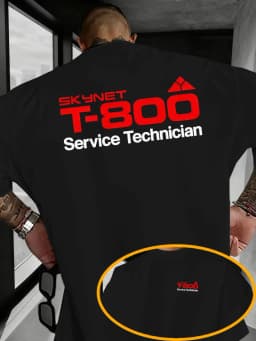 Trendy and stylish men's Skynet T800 Service Technician printed short-sleeved T-shirt Couple streetwear pure cotton T-shirt