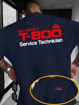 Trendy and stylish men's Skynet T800 Service Technician printed short-sleeved T-shirt Couple streetwear pure cotton T-shirt