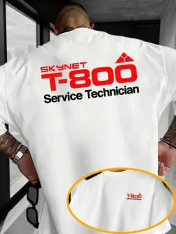 Trendy and stylish men's Skynet T800 Service Technician printed short-sleeved T-shirt Couple streetwear pure cotton T-shirt