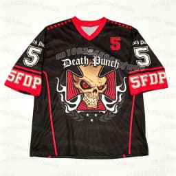 26 Summer Men 5FDP Five Finger Death Punch Skull T-Shirt Short-Sleeved Sailor Collar Tee Large Size For Men Women T Shirt