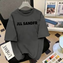 Simple Letter Print Crew Neck T Shirt Men Women Loose Basic Versatile Solid Color Casual Short Sleeve Top