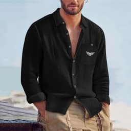 Men Spring Autumn Solid Color Linen Cardigan Lapel Collar Long Sleeve Shirt Breathable Button Top Daily Leisure Outdoor Wear
