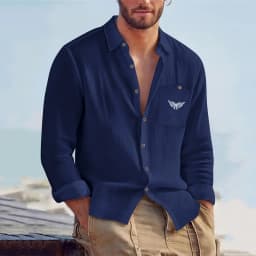 Men Spring Autumn Solid Color Linen Cardigan Lapel Collar Long Sleeve Shirt Breathable Button Top Daily Leisure Outdoor Wear