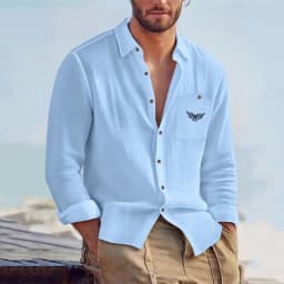Men Spring Autumn Solid Color Linen Cardigan Lapel Collar Long Sleeve Shirt Breathable Button Top Daily Leisure Outdoor Wear