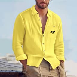 Men Spring Autumn Solid Color Linen Cardigan Lapel Collar Long Sleeve Shirt Breathable Button Top Daily Leisure Outdoor Wear