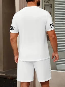 Hot Selling Summer New Men's Set with Letter Print Casual Fashion T-Shirt Short-Sleeved Shorts Sports Outdoor Set
