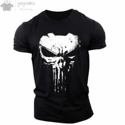 Men's T-shirt 3d Printed Military Patriotic Skull O-neck T-shirt, Oversized T-shirt, Short-sleeved T-shirt, Men's Sportswear Top