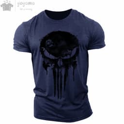 Men's T-shirt 3d Printed Military Patriotic Skull O-neck T-shirt, Oversized T-shirt, Short-sleeved T-shirt, Men's Sportswear Top