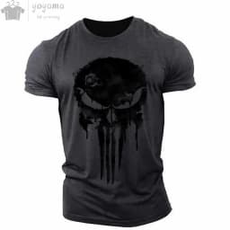 Men's T-shirt 3d Printed Military Patriotic Skull O-neck T-shirt, Oversized T-shirt, Short-sleeved T-shirt, Men's Sportswear Top