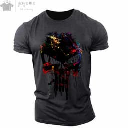 Men's T-shirt 3d Printed Military Patriotic Skull O-neck T-shirt, Oversized T-shirt, Short-sleeved T-shirt, Men's Sportswear Top