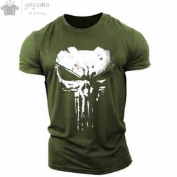 Men's T-shirt 3d Printed Military Patriotic Skull O-neck T-shirt, Oversized T-shirt, Short-sleeved T-shirt, Men's Sportswear Top