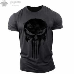 Men's T-shirt 3d Printed Military Patriotic Skull O-neck T-shirt, Oversized T-shirt, Short-sleeved T-shirt, Men's Sportswear Top