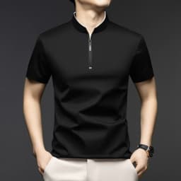 Men Stand Collar Half Zip Short Sleeve T Shirt Slim Fit Soft Fabric Casual Business Basic Tops Daily Wear Pullover