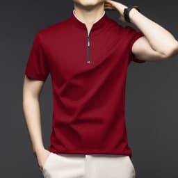 Men Stand Collar Half Zip Short Sleeve T Shirt Slim Fit Soft Fabric Casual Business Basic Tops Daily Wear Pullover