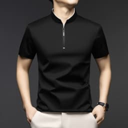 Men Stand Collar Half Zip Short Sleeve T Shirt Slim Fit Soft Fabric Casual Business Basic Tops Daily Wear Pullover