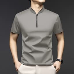Men Stand Collar Half Zip Short Sleeve T Shirt Slim Fit Soft Fabric Casual Business Basic Tops Daily Wear Pullover