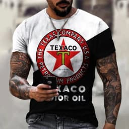 3d Tshirts For Men Vintage Oil T-shirt Street Fashion Castrol Printed Short-sleeved Loose Oversized Motorcycle T-shirt Tops Tees