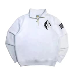 Pitt Y2K Retro Sweatshirt Sleeve Embroidery US Flag Stand Collar Quarterzip Pullover Niche Streetwear Unisex Oversized Tops
