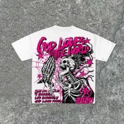 Summer men's fashion style skull print comfortable and breathable with round neck T-shirt outdoor warning top