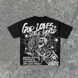 Summer men's fashion style skull print comfortable and breathable with round neck T-shirt outdoor warning top