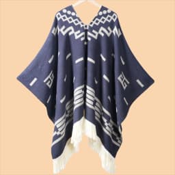 Men's Cape Fashionable Knitted Fringed Pullover Mantle Men Thickened Warm Large Shawl Wool-like Material Winter Season