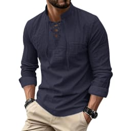 Men's Vintage V-neck T-shirt Cotton Linen Pirate Medieval Viking Gothic Tops Shirts Long Sleeved Cospaly Halloween Party Top