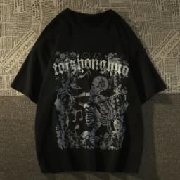 M-8XL American Street Trendy Brand Skull Element Print Trendy Men's T-shirt High Street Trendy Men's Clothing