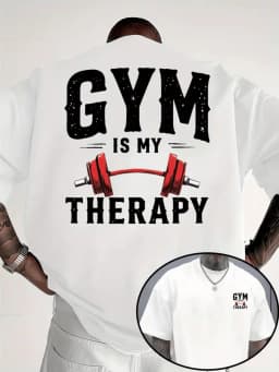 Men's Gym Relax Print T-Shirt Soft Breathable Fitness Tee with Bold Workout Graphics Round Neck Short Sleeve