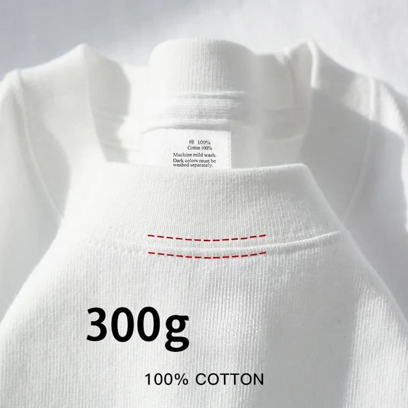 300g Cotton T Shirts Men Short Sleeved Heavyweight  Summer Round Neck Loose Breathable Shirt for Men Women Basic Tee