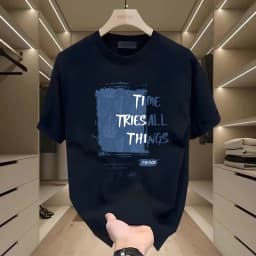 Summer 230g heavy cotton fashion versatile short-sleeved t-shirt men's fashion casual printed half-sleeved top