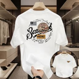 Summer 230g heavy cotton fashion versatile short-sleeved t-shirt men's fashion casual printed half-sleeved top